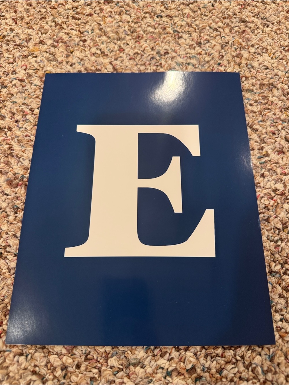 Monogram Letter 'E' Paper Wall Art - Navy and White
